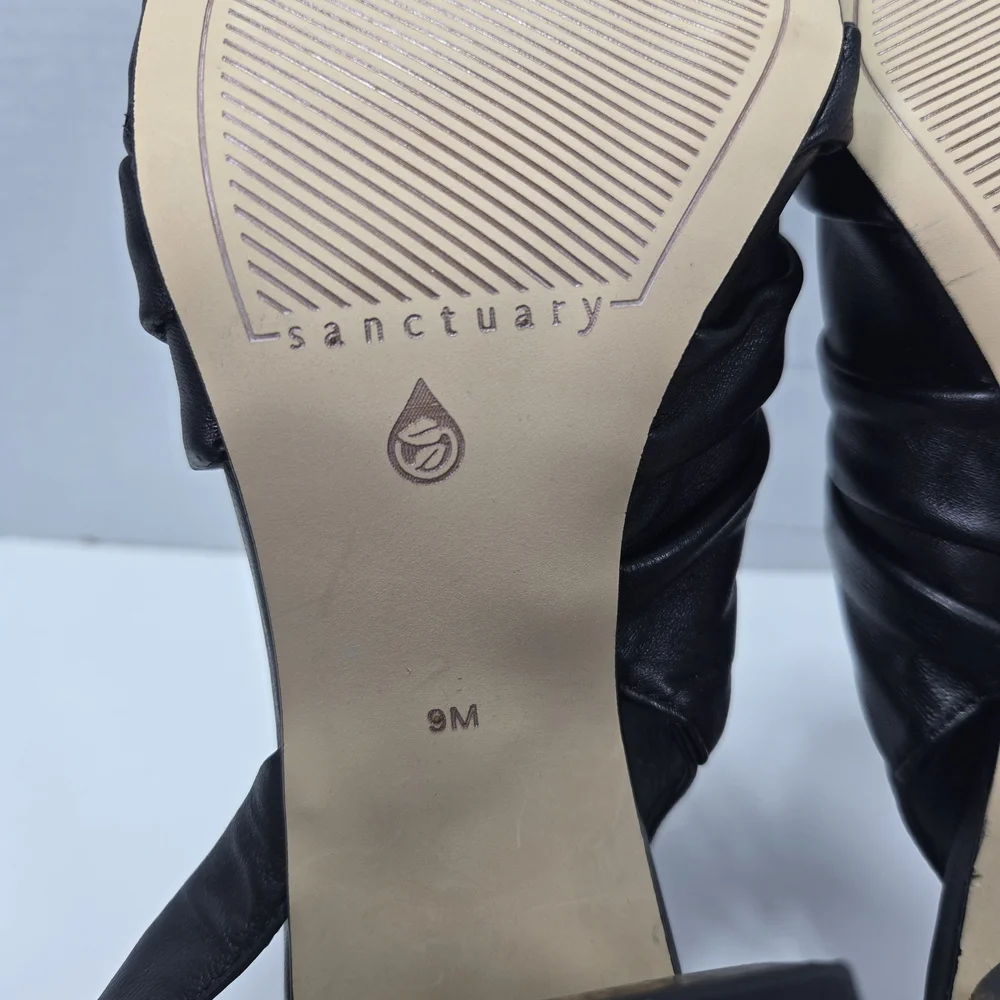 Sanctuary Regal Black Leather Slingback Woodgrain 3 1/2